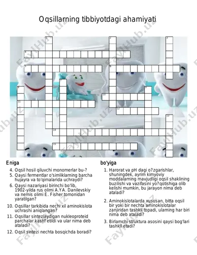 oqsillarning tibbiyotdagi ahamiyati — PDF