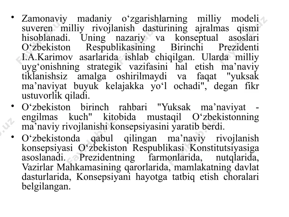 l terma jamoasi xalqaro turnirlarda uch marta bosh mukofotni qo‘lga kiritgan. birinchisi, 1994-yilgi osiyo o‘yinlarida olimpiya terma jamoasi, 2012-yil 17 yoshgacha bo‘lgan o‘smirlar osiyo chempionati g‘olibi, 2018-yilda 23 yoshgacha bo‘lgan olimpiya terma jamoasi osiyo chempioni unvoniga sazavor bo‘ldi. o’zbekiston tarixi sport sohalaridagi yutuqlar 21 2016-yilgi rio-de-janeyro shahrida (braziliya) bo‘lib o‘tgan xxxi yozgi olimpiada mamlakatimiz tarixidagi eng sermahsul musobaqa bo‘ldi. 2000–2016-yillar oralig‘idagi yozgi olimpiya va osiyo o‘yin- larida mamlakatimiz sportchilari muvaffaqiyat bilan ishtirok etishdi. 2018-yil xitoyda o‘tkazilgan 23-yoshgacha bo‘lganlar o‘rtasida o‘tka- zilgan osiyo chempionatida o‘zbekiston terma jamoasi g‘oliblikni qo‘lga kiritdi o’zbekiston tarixi 1992 yil 5 fevralda qabul qilingan o’zbekiston respublikasining «jismoniy tarbiya va sport to’g’risida»gi qonuni sportni ommaviy ravishda rivojlantirish uchun keng imkoniyatlar yaratdi. 46 mingdan ortiq sport inshootlari – sport sog’lomlashtirish klublari, bolalar-o’smirlar sport maktablari, olimpiya o’rinbosarlari bilim yurtlari, oliy sport mahorati maktablari, o’yingohlar, sport zallari, maydonlari, hovuzlar barpo etildi va ta’mirlandi. ularda 7 mln. kishi jismoniy tarbiya va sport …