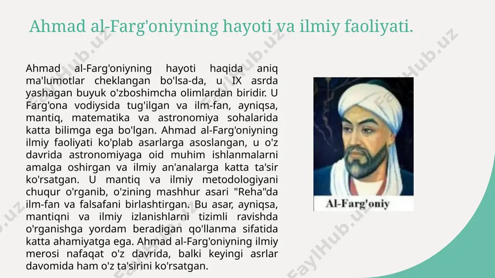 'zi kompaniyalar yuqori sifatli taomlar taqdim etsa, boshqalari soddalashtirilgan variantlar taklif qiladi. yo'lovchilarning ehtiyojlari ham muhim rol o'ynaydi, chunki maxsus dietalar bo'yicha taomlar aviakompaniya tomonidan taqdim etiladi. samolyotdagi taomlar turini va sifatini belgilovchi omillar. xulosa ahmad al-farghani ta'siri samolyotda taom tarqatish o'zbek taomlari ahamiyati ahmad al-farghani aviatsiya sohasida muhim nazariyalar bilan ajralib turadi, uning g'oyalari bugungi aerodinamika asoslarini shakllantirgan. samolyotda taom tarqatish tarixi orqali sayohatchilar uchun qulayliklar yaratilgan, bu jarayon doimiy ravishda zamonaviy talablarga javob berishga intilmoqda. o'zbek taomlari samolyotlarda taqdim etilishi bilan milliy madaniyatni saqlab qoladi, sayohatchilarga o'ziga xos gastronomik tajriba taqdim etadi. foydalanilgan adabiyotlar 1. azimov, m. x. o'zbek madaniyatida aviatsiya va transport tizimlari. toshkent: o'zbekiston respublikasi fanlar akademiyasi, 2022. 2. rahimov, a. a. ahmad al-farghani va uning ilmiy merosi. toshkent: o'zbekiston milliy universiteti, 2021. 3. saidov, i. samolyotda taom tarqatish tizimlari: xalqaro tajribalar va o'zbekiston holati. aviatsiya va transport jurnali, 2023. 4. qodirov, f. samolyotda bord xizmat …