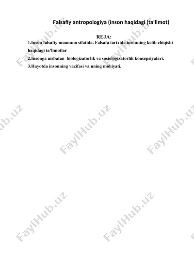 falsafiy antropologiya (inson haqidagi (ta'limot) — DOC
