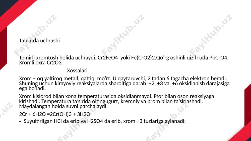 xrom, uning birikmalari va xossalari - Page 2