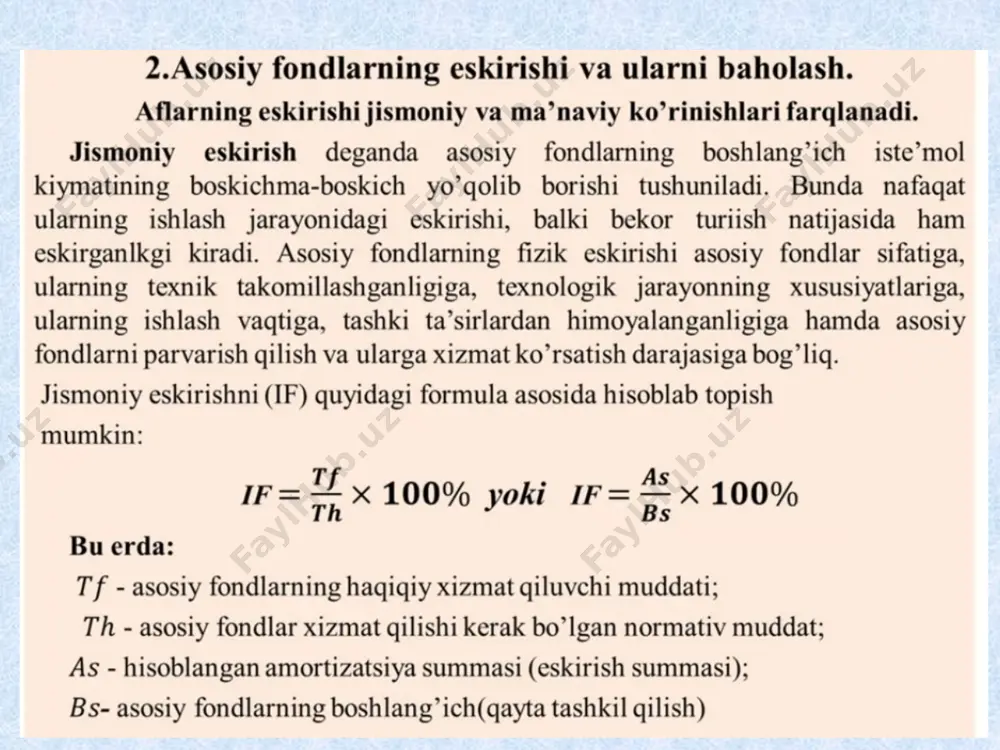 korxonaning asosiy fondlari va ishlab chiqarish quvvati - Page 5