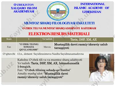 mustaqillik davri rasmiy-idoraviy uslub taraqqiyoti — PDF
