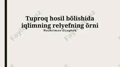 tuproq hosil bo‘lishida iqlimning relyefning o‘rni — PPTX