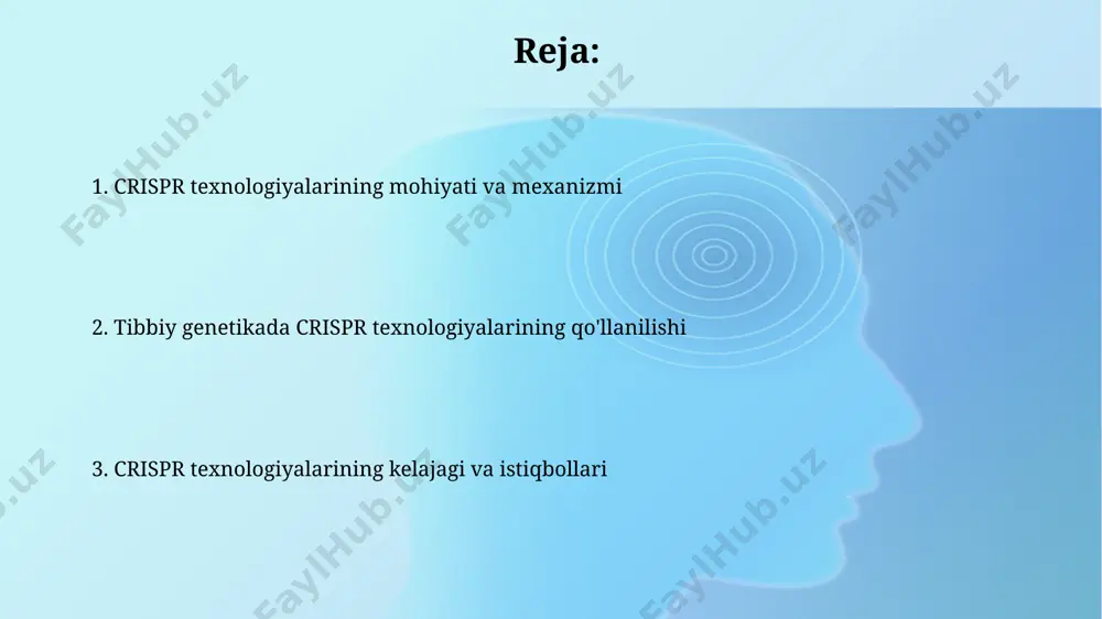 minlashga qaratilgan. saraton terapiyasi crispr-cas9 texnologiyasi yordamida oʻtkazilgan klinik sinovlar shuni koʻrsatdiki, aqshning 20 dan ortiq klinikalarida 500 dan ziyod saraton kasalligi bilan ogʻrigan bemorlarda muvaffaqiyatli qoʻllanilgan. oʻzbekiston olimlari ham saraton hujayralarini aniqlash va yoʻq qilish uchun crispr texnologiyasini qoʻllash boʻyicha 10 dan ortiq tadqiqot loyihasini boshlab yuborgan. crisprning prenatal diagnostikasi xitoyda olib borilgan tadqiqotlar shuni ko'rsatdiki, crispr yordamida 90% aniqlik bilan 500 dan ortiq genetik mutatsiyani aniqlash mumkin bo'lib, bu an'anaviy usullar bilan solishtirganda ancha yuqori ko'rsatkich hisoblanadi. prenatal diagnostika uchun crispr texnologiyasining qo'llanilishi 2023-yilda 15% ga o'sdi, bu esa ushbu texnologiyaning tez rivojlanishini va kelajakda keng qo'llanilishini ko'rsatadi. ushbu o'sish asosan buyuk britaniya va avstraliyada kuzatildi. crispr texnologiyalarining cheklovlari crispr tizimlarining samaradorligi turli xil hujayra turlarida farq qiladi, masalan, in vivo (jonli organizmda) tahrirlash in vitro (probirkada) ga qaraganda ancha murakkab va kam samarali bo'lib, faqatgina 5% ga yaqin muvaffaqiyat ko'rsatadi. crispr texnologiyalarining keng qo'llanilishi uchun yuqori narx …