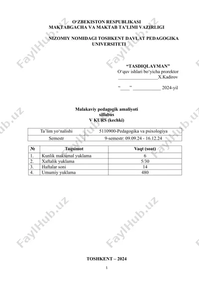 malakaviy pedagogik amaliyoti sillabus v kurs — DOCX