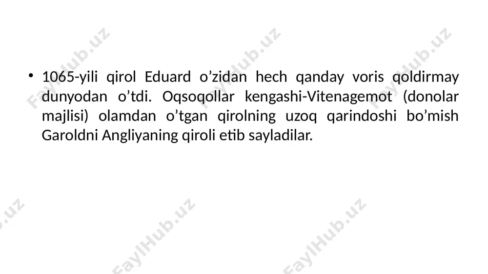 gliz tilida û bilan berilib, rohiblar uni ou bilan almashtirgan: qad. ing. ût – out, hûs- hous, hlûd- loud. ba’zan û so’z oxiri yoki o’tasida ow ga almashgan: cû- cow, hû- how. 2. [u] tovushi o yoki е ga almashgan; sum-som-some, sunu-sone, lufu- loue, onзunnen- bigonne. 3. [e:] tovushi ie ga almashtirilgan: feld-field, þeof-thief. 4. þ, ð belgilari o’rniga th olib kirilgan: þis-this, þreo-three. 5. qadimgi inglizcha [v] tovushini beruvchi f v yoki u ga almashtirildi: ofer-over-ouer, lufu-love-loue. 6. [tƒ] afrikati o’rniga fransuzcha ch qabul qilingan: tētƒen-teach. 7. [ƒ] tovushi sh, sch ga almashtirilgan: ƒip-ship-schip. 8. [h] ni beruvchi x h yoki gh ga; lixt-light, nixt-night. 9. c undoshi [k] tovushini berishda k ga almashtirilgan: drincan- drinken, cyning-king, cnãwan-knowen. 10. cw o’rniga qu almashtirilgan: cwellan-quellen – o’ldirmoq. 11. [j] tovushini beruvchi з o’rniga y qo’llamila boshlandi: зiet-yet, зear-yēr, зē-yē. shuni alohida ta'kidlab o’tish kerakki, yuqorida almashtirilgan tovushlar qadimgi ingliz tilida …