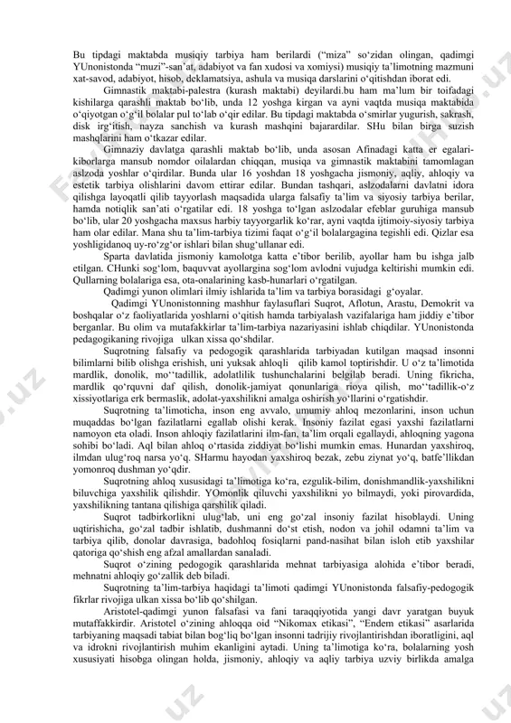 an so‘ng mehnat tarbiyaning eng asosiy quroliga aylangan. qadimgi eron qabilalarida mis va temirdan uy-ro‘zg‘or buyumlari yasala boshlangan. ana shu mehnat jarayonida bolalar ham ishtirok etardi. ibtidoiy davrdagi tarbiya asosan oilada, jamoa va mehnat maskanlarida kishilar ortirgan tajribalarni bolalarga o‘rgatishdan iborat bo‘lardi. bolalarga o‘rgatiladigan kundalik mehnat malakalari ularni yashash uchun kurashishga tayyorlar, aql-idrokli, odobli bo‘lib o‘sishlariga xizmat qilardi. ming yillar mobaynida moddiy ne’matlar yaratish uchun hamkorlikda qilingan mehnat kishilar o‘rtasidagi axloq-odob munosabatlarining me’yorini keltirib chiqardi. qadimgi odamlar tafakkurining ojizligi sababli o‘z aql-idroklariga ishonch hosil qilish uchun samoga sig‘ina boshlaganlar. ibtidoiy jamoa tuzumi davridagi kishilar mehnat jarayonida, borliqdagi narsalar va xodisalarga munosabatlari asosida o‘z dunyoqarashlari va aqidalariga tayanib xalq og‘zaki ijodi asarlarni yaratganlar. ularning bir-biriga, atrof-muhitga, kasb-koriga munosabat borasidagi ilk fikr va tasavvurlar, mifologik asarlar timsoli bo‘lmish-“avesto”da ifodalangan mitra, anaxita, ardivissura, varaxrana, yima singari ma’buda va ma’budlar siymosi orqali ajdodlarimiz insonlarga yaxshilik qilish, erlarni obod va serhosil qilish, ekin ekish, daraxtlarni …