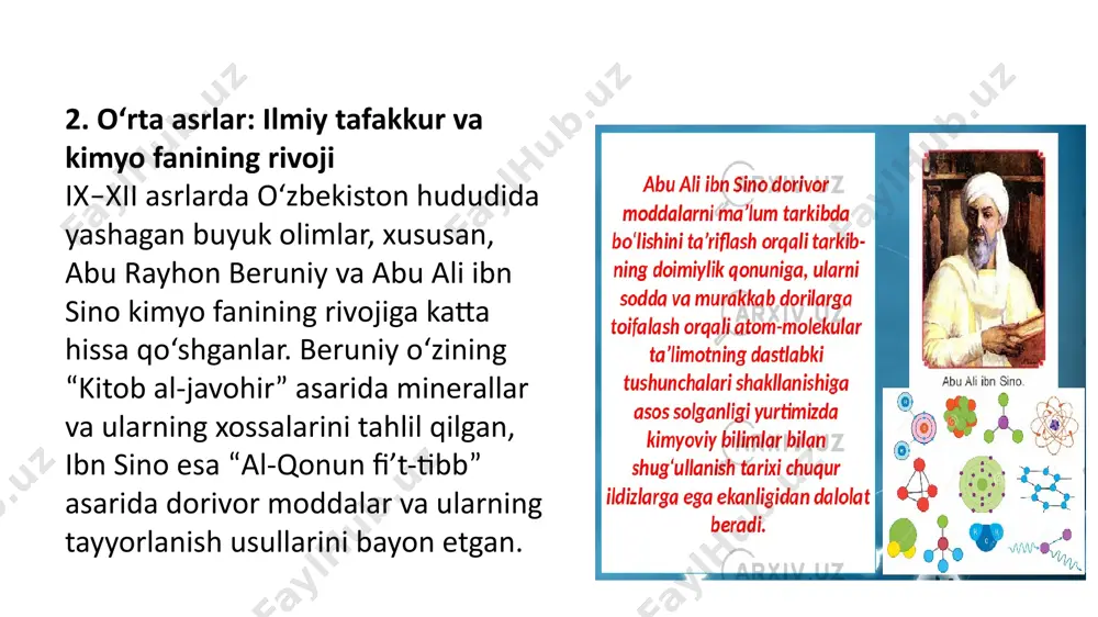 shlab chiqarishni kengaytirish.​ 🔹 investitsiya va innovatsiya investitsiya loyihalari: 2021–2025-yillarda kimyo sanoatiga 12,1 milliard aqsh dollari miqdorida investitsiyalar jalb qilish rejalashtirilgan. 🔹 ekologik barqarorlik chiqindilarni kamaytirish: kimyo sanoatida chiqindilarni kamaytirish va ekologik toza texnologiyalarni joriy etish.​ resurslardan samarali foydalanish: mahalliy xomashyo resurslarini chuqur qayta ishlash orqali resurslardan samarali foydalanish.​ 🔹 kadrlar tayyorlash va ilmiy hamkorlik kadrlar tayyorlash: kimyo sanoati uchun yuqori malakali mutaxassislarni tayyorlash va malakasini oshirish.​ilmiy va ishlab chiqarish hamkorligi: ilmiy tadqiqotlar va ishlab chiqarish o‘rtasidagi hamkorlikni kuchaytirish.​ 3. istiqbolli loyihalar kimyo klasterlari tashkil etish: qoraqalpog‘iston respublikasi, toshkent, navoiy va farg‘ona viloyatlarida yuqori qiymatli tovarlar ishlab chiqarishga qaratilgan texnologik kimyo klasterlari faoliyatini yo‘lga qo‘yish rejalashtirilgan. ​ yangi ishlab chiqarish quvvatlarini yaratish: polimer mahsulotlari, sintetik kauchuk, akrilonitril-butadien-stirol (abs) plastik kabi yangi mahsulotlarni ishlab chiqarish bo‘yicha yangi ishlab chiqarishlarni barpo etish. xulosa o‘zbekiston kimyo sanoati so‘nggi yillarda jadal rivojlanib, mamlakat iqtisodiyotida muhim o‘rin tutmoqda. davlat tomonidan kimyo sanoatini rivojlantirish uchun ishlab …