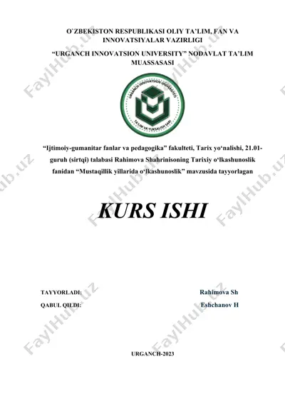 "mustaqillik yillarida o‘lkashunoslik" — DOC