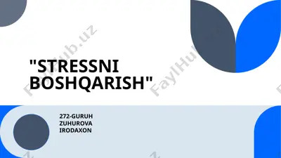 stressni boshqarish — PPTX