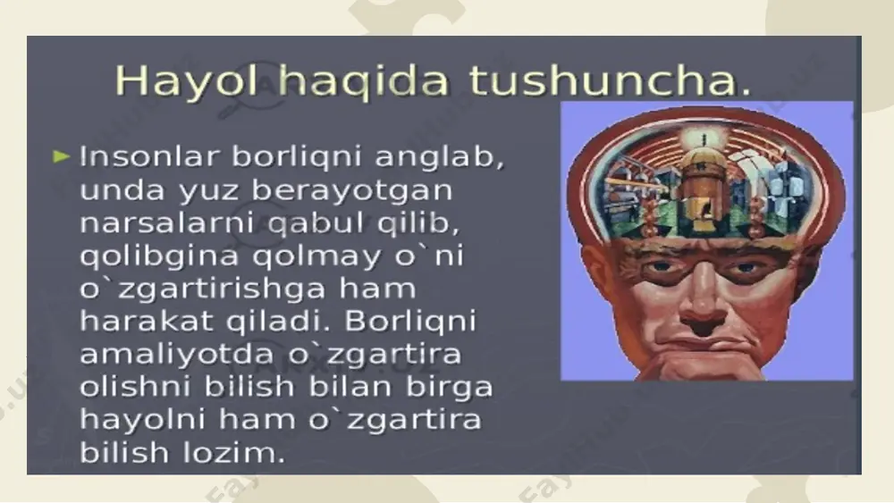 oslashuv – sezgi organlari sezgirligining qo'zg’atuvchi ta'siri ostida o'zgarishi demakdir. adaptatsiya (yoki moslashish) ikki turga bo'linadi: 1) negativ adaptatsiya-negativ adaptatsiya ikki xil bo'ladi: a) qo’zg’atuvchining davomiy ta'siridan sezgirlik yo‘qoladi. masalan, qo’limizga yuk qo’yilsa sezamiz, ammo va?t o'tishi bilan sezmay qolamiz b) kuchli qo’zg’atuvchi ta'siridan sezgirlikning susayishi. 2) pozitiv adaptatsiya-pozitiv adaptatsiyada kuchsiz qo`zg’atuvchi tasiri ostida sezgirlik oshadi. ko'rish analizatorida pozitiv adaptatsiya, qorong’ulik adabtatsiyasi deyiladi. e’toringiz uchun rahmat image1.png image2.png