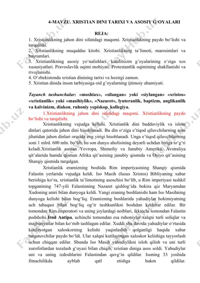 xristianlik dinining tarixi va asosiy g‘oyalari — DOCX