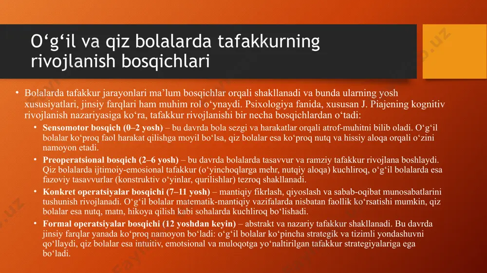 ty press, 1978. rubinshteyn s.l. osnovy obshchey psikhologii. – moskva: pedagogika, 1989. nemov r.s. psikhologiya. kniga 1. – moskva: prosveshchenie, 2003. davletshin m.g‘. psixologiya asoslari. – toshkent: o‘qituvchi, 1997. image2.png image3.png image1.png /docprops/thumbnail.jpeg