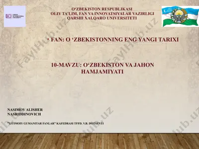 o‘zbekiston va jahon hamjamiyati — PPTX