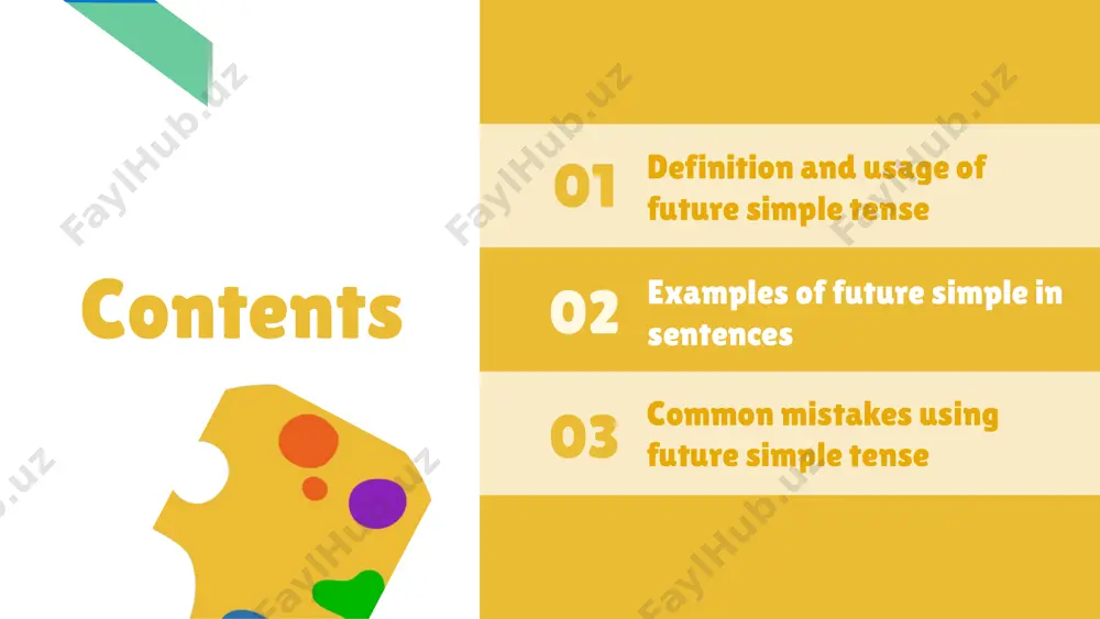t, 'will start' is the verb, and 'his new job next month' provides the object and timing. 3. "we will visit our grandparents this weekend." - in this case, 'we' is the subject, 'will visit' is the verb, and 'our grandparents this weekend' shows the object and timeframe. 4. "they will go to the concert on friday." - in this example, 'they' is the subject, 'will go' is the verb, and 'to the concert on friday' specifies the object and timing. photo by bahar ghiasi on unsplash subtitle: forming questions and negatives in future simple in the future simple tense, questions are formed by inverting the subject and the auxiliary verb "will." for example, to ask if someone will attend a meeting, you can say, "will you attend the meeting?" negative sentences are formed by adding "not" after "will," as in "i will not go to the party," which indicates …
