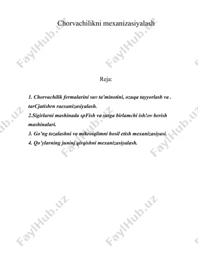 chorvachilikni mexanizasiyalash — DOC