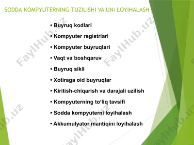 sodda kompyuterning tuzilishi va loyihalash — PPTX