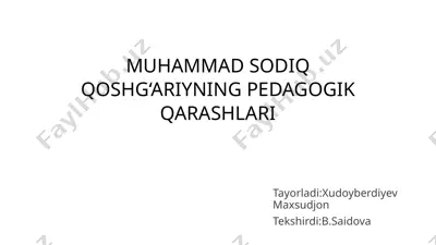muhammad sodiq qoshg‘ariyning pedagogikqarashlari — PPTX