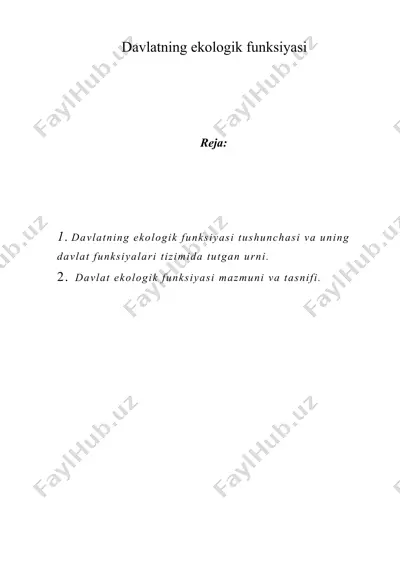 davlatning ekologik funksiyasi — DOCX