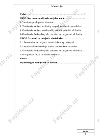 korxonada moliyaviy natijalar auditi sinov kitobi — DOCX