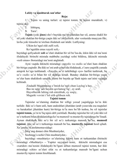 lafziy va mushtarak san'atlar — DOCX