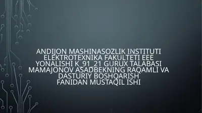 harakat datchiklarining asosiy turlari va ularning xususiyatlari — PPTX
