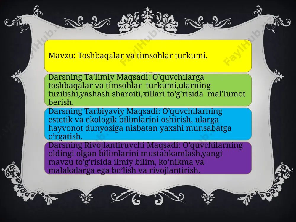v- zalarida hayot kechiradi. chuchuk suvda hayot kechirishga moslashgan turlarining barmoqlari orasida suzgich pardasi bo‘ladi. dengiz toshbaqalarining oyoqlari eshkak vazifasini o‘taydi. mamlakatimizning cho‘l va adirlarida o‘rta osiyo toshbaqasi keng tarqalgan. toshbaqa yovvoyi o‘simliklar maysalari bilan oziqlanadi. ba’zan bug‘doy va beda maysalarini yeb, birmuncha ziyon keltiradi. jazirama yoz boshlanishi bilan adirlarda toshbaqaga oziq bo‘ladigan o‘simliklar qovjirab qoladi. toshbaqa esa kuz kirgunicha uyquga ketadi. kech kuzda havo soviy boshlagach, u pana joylarga bekinib olib, qishki uyquga kiradi. yevropaning janubida botqoq toshbaqasi uchraydi. toshbaqa yaxshi suzadi va sho‘ng‘iydi; suvda uchraydigan umurtqasiz hayvonlar bilan oziqlanadi. uzoq sharq suv havzalarida yashay digan terili toshbaqaning kosasi bo‘lmaydi. tropik dengizlarda hayot kechiradigan dengiz toshbaqasi juda yirik, og‘irligi 300 kg dan oshadi. toshbaqa eshkaksimon oyoqlari yordamida suvda suzadi; faqat tuxum qo‘yish uchun qirg‘oqqa chiqadi. timsohlar turkumi. timsohlar bahaybat kaltakesaklarga o‘xshay- di. tanasining uzunligi 7 m gacha boradi. terisi orqa tomondan juda qalin qalqonlar bilan qoplangan,orqa oyoqlari barmoqlari orasiga …