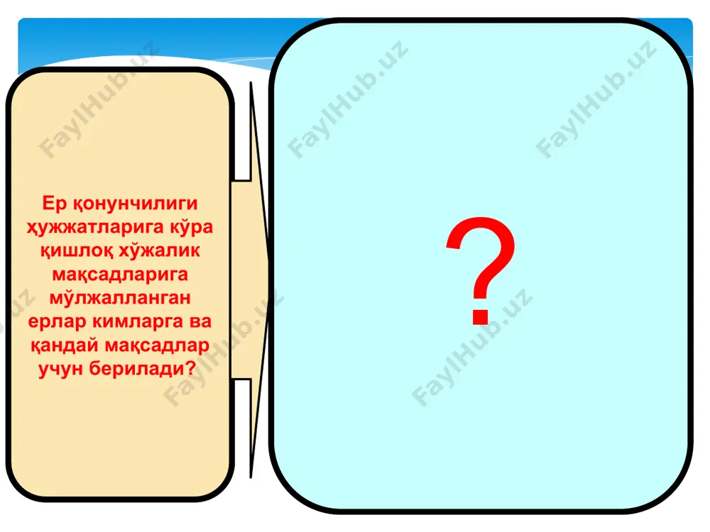 мерос қилиб қолдириладиган умрбод эгалик қилиш ҳуқуқи фақатгина ўзбекистон республикаси фуқароларига тақдим этилиши мумкин, яъни юридик шахслар ушбу ҳуқуқ асосида ер участкасидан фойдалана олмайдилар. ер кодексининг 19-моддасига биноан, ўзбекистон республикасининг фуқаролари деҳқон хўжалиги юритиш, якка тартибда уй-жой қуриш ва уй-жойни ободонлаштириш, жамоа боғдорчилиги ва узумчилиги юритиш учун мерос қилиб қолдириладиган умрбод эгалик қилишга ер участкаси олиш ҳуқуқига эгадирлар. ер участкасига мерос қилиб қолдириладиган умрбод эгалик қилиш ҳуқуқи қонун ҳужжатларида назарда тутилган бошқа ҳолларда ҳам берилиши мумкин. ер участкаларидан мерос қилиб қолдириладиган умрбод эгалик қилиш ҳуқуқининг мазмунида нима ётади? ек унинг мазмунида деҳқон хўжаликлари, якка шахсларнинг ўзларига берилган ерлардан фойдаланишга оид ҳуқуқ ва мажбуриятлари йиғиндиси тушунилади. шуни алоҳида таъкидлаш лозимки, ўзбекистон республикаси ер кодексининг 27-моддасига кўра ер участкаларига нисбатан мерос қилиб қолдириладиган умрбод эгалик қилиш ҳуқуқи, аниқроғи ер участкаларига нисбатан ашёвий ҳуқуқлар маҳаллий ҳокимият органлари томонидан илк маротаба сотила бошланган. ушбу фармонга асосан туман ва шаҳарларнинг ҳокимликларига фуқароларнинг мерос қилиб қолдириш …