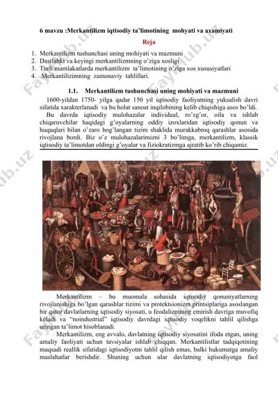 merkantilizm iqtisodiy ta’limoti — DOC
