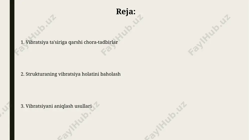 maʼlumotlar tezkor fourier transformatsiyasi (fft) tahlili orqali tasdiqlangan. vibratsiyani aniqlash usullari tebranish darajasini aniqlash uchun 100 dan ortiq seysmik sensorlardan foydalanib, toshkent shahridagi binolarning tebranish chastotasini 5-15 gts oralig'ida aniqlash mumkin. akselerometrlar yordamida olingan ma'lumotlarni tahlil qilib, 20 hz dan yuqori chastotali tebranishlarni aniqlash va ularning amplitudasini 0.1 mm dan aniq o'lchash mumkin, samarqanddagi tarixiy inshootlarni tekshirishda qo'llaniladi. vibratsiya darajasini o'lchash vibratsiya darajasini o'lchashda 10 db dan yuqori shovqin darajasi o'lchov natijalariga ta'sir qilishi mumkin. shuning uchun, farg'onadagi zavodlarda o'lchovlarni o'tkazishda shovqin darajasini nazorat qilish muhimdir. vibratsiyaning amplitudasini va chastotasini aniqlash uchun spektral tahlil usullari qo'llaniladi, masalan, 200 hz chastotadagi tebranish 5 mm amplitudaga ega ekanligini aniqlash uchun. bu ma'lumotlar samarqanddagi ko'priklarni tekshirishda muhimdir. xavfsizlik choralari самарқанддаги тарихий бинолардаги тебраниш даражасини баҳолашда, 0,2g дан юқори тебраниш кучи кузатилса, мутахассислар томонидан тезкор таъмирлаш ишларини амалга ошириш ва 3 кун ичида барча хавф-хатарларни бартараф этиш чоралари кўрилиши керак. тошкент шаҳридаги 50 метрлик …