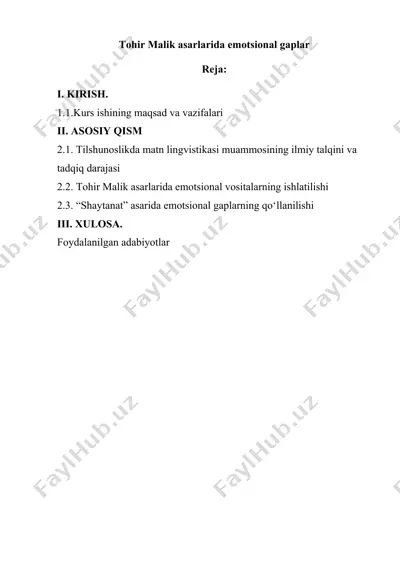 tohir malik asarlarida emotsional gaplar — DOCX