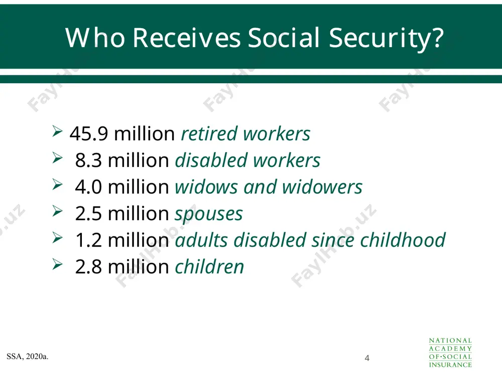 nt of prior earnings if claimed at age 62, instead of 40 percent if claimed at 65. for more details on replacement rates, see page 11. replacement rates for retired worker age 65, 2020 career-average wages "low" "medium" "high" "maximum taxable" 24191 53757 86011 132048 benefits 12,901 "low" "medium" "high" "maximum taxable" 12897 21269 28182 34349 earnings level how many seniors rely on social security for most of their income? nearly nine out of ten individuals age 65 and older receive social security. among elderly beneficiaries, 50% of married couples and 70% of unmarried individuals receive half or more of their income from social security.* among elderly beneficiaries, 21% of married couples and 45% of unmarried individuals receive almost all (90% or more) of their income from social security.* 7 ssa, 2020d. *some evidence indicates that a somewhat lower proportion of beneficiaries, about half, receive half or more of their …