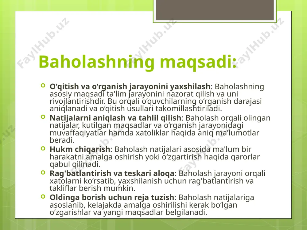 baholashning maqsadlari - Page 4