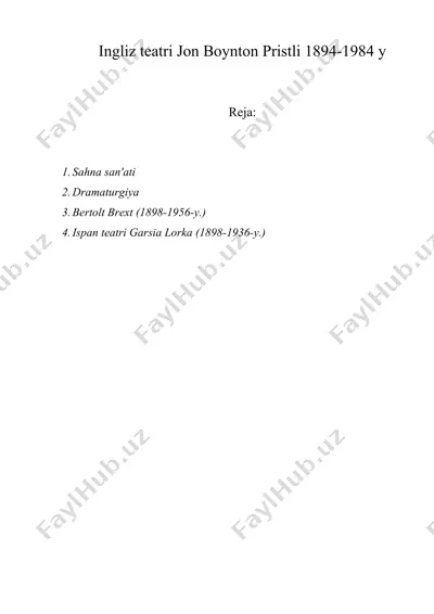 ingliz teatri jon boynton pristli 1894-1984 y — DOC
