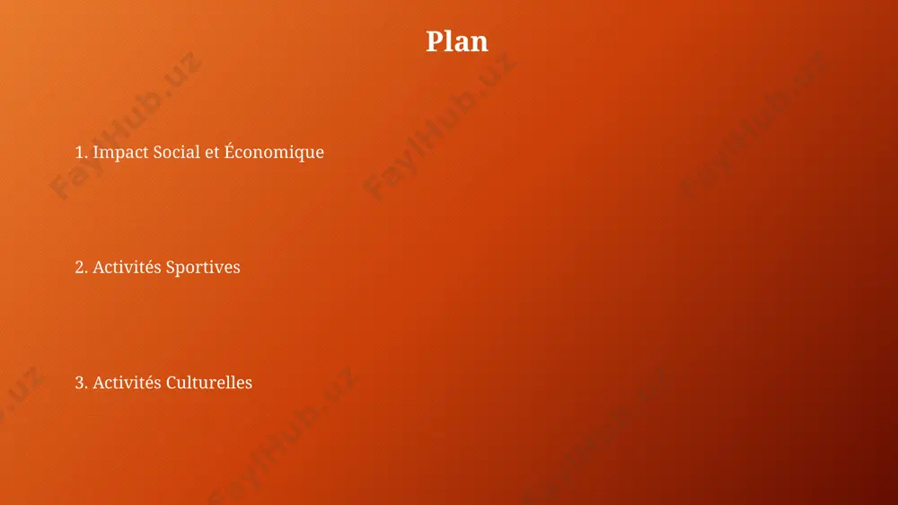 st significatif, avec une réduction de 25% du stress signalé chez les participants réguliers et une amélioration notable des compétences sociales. l'avenir des activités culturelles et sportives l'investissement dans les infrastructures numériques augmentera de 30% d'ici 2025, permettant un accès plus large aux événements culturels virtuels et aux compétitions sportives en streaming pour un public plus global. le développement durable influencera fortement, avec une réduction de 15% de l'empreinte carbone des grands événements sportifs d'ici 2030 grâce à des pratiques plus écologiques et des transports alternatifs. l'impact culturel des événements sportifs majeurs l'impact culturel des événements sportifs majeurs la coupe du monde de football, avec ses 3.5 milliards de téléspectateurs en 2022, agit comme un catalyseur de fierté nationale et façonne l'identité culturelle d'une nation hôte pendant et après l'événement. le sport comme expression culturelle les jeux olympiques, tenus tous les quatre ans, mettent en valeur la diversité culturelle des …