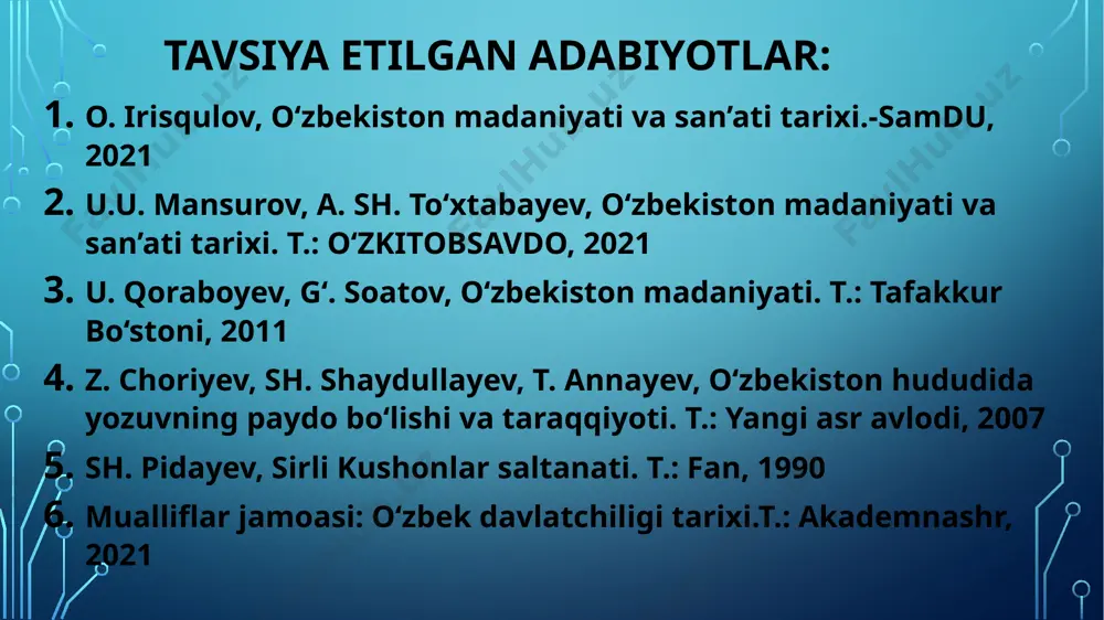 v-jud shaharlar kengaytirildi. odamlar yashaydigan katta bo‘lmagan aholi punktlari shaharga aylantirildi. yangi shaharlar aniq to‘rtburchak yoki kvadrat shaklda quri bo‘rtma tasvirli tangalar zarb qilish tangalar chiqarish markaziy osiyo xalqlari uchun yangilik bo‘ld salavkiylar madaniyati salavkiylar davrida markaziy osiyoga ellin madaniyati tezkorlik bilan kirib kela boshlaydi. hukmdorlar o‘zlarining mavqelarini mustahkamlab olishga harakat qilib, ko‘plab yunoniston lik san’atkorlarni ishga taklif qiladilar. me’morchilik madaniyati va san’atida avval-gidek asosan xom g‘isht asosiy qurilish materiali sifatida ishlatiladi shimoliy afg‘onistondagi oyxonum yodgorligi ushbu davr me’morchiligi o‘zgarishlaridan dalolat beradi. tasviriy san’atda esa saroyva zodagonlarning uylari rassomlik va haykaltaroshlik asarlari bilan bezatildi. bu davrda shuningdek quyish madaniyati va san’ati ham rivojlandi. markaziy osiyoga bo‘rtma tasvirli tangalar salavkiylar nomi bn markaziy osiyoda pullar zarb etish maqsadida o‘lkaga keng ko‘lamda yunon ustalari jalb etildi. yunon me’morchilik va san’ati namunalarining salavkiylar davlati hududiga ta’siri kuchaydi qurilish materiallaridan qumtosh, marmar va pishiq g‘ishtdan foydalanila boshlandi. binolar qurilishida devor pardoziga maxsus qorishmalar, alebastrli …