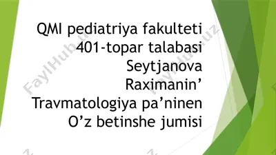 san suyegi jaraqatlari — PPTX