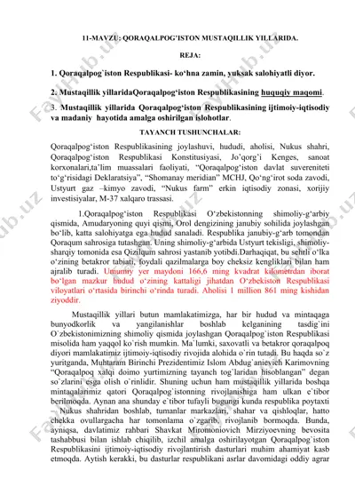 qoraqalpog’iston mustaqillik yillarida — DOCX
