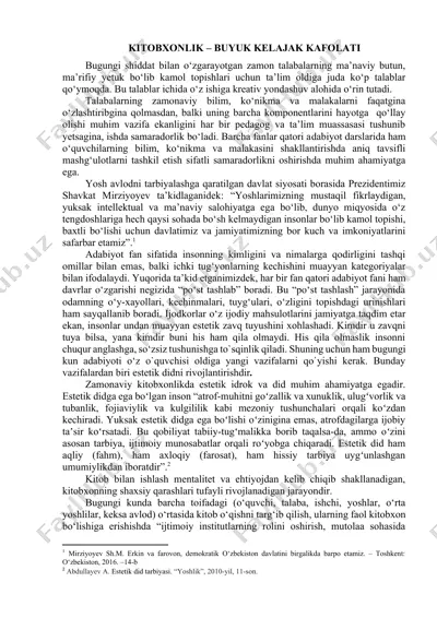kitobxonlik – buyuk kelajak kafolati — DOCX