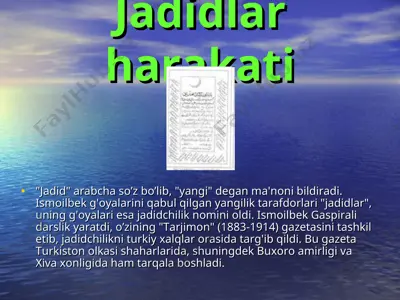 jadidlar harakati — PPT