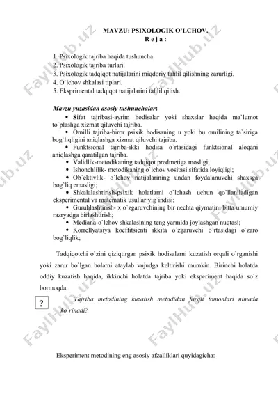 psixologik o'lchov — DOCX