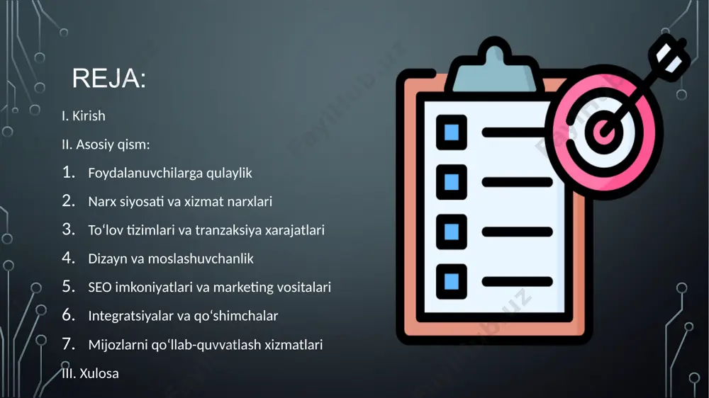 va rivojlangan interfeys – amazon’ning veb-sayti va mobil ilovasi boy funksiyalarga ega bo‘lsa-da, oson foydalanish uchun optimallashtirilgan. - turli toifadagi foydalanuvchilar uchun moslashgan – yakka xaridorlar, yirik kompaniyalar va mustaqil sotuvchilar uchun har xil xizmatlar mavjud. - buyurtmalarni aniq kuzatish – mijozlar o‘z buyurtmalarining qayerdaligini real vaqt rejimida kuzatishlari mumkin. - ko‘p tilli qo‘llab-quvvatlash – foydalanuvchilar turli tillarda platformadan foydalanishlari mumkin. ko‘p tilli qo‘llab-quvvatlash – foydalanuvchilar turli tillarda platformadan foydalanishlari mumkin. 2. narx siyosati va xizmat narxlari temu: super arzon narxlar – temu mahsulotlarining aksariyatini to‘g‘ridan-to‘g‘ri xitoy yetkazib beruvchilaridan olib keladi, bu esa narxlarni keskin pasaytiradi. doimiy chegirmalar va aksiyalar – xaridorlar kunlik chegirmalar, kuponlar va bepul yetkazib berish aksiyalaridan foydalana oladilar. obuna xizmati yo‘q – amazon prime kabi pullik obuna tizimi mavjud emas, biroq ba’zi mahsulotlar bepul yetkazib beriladi. amazon: narxlar xilma-xil – platformada premium brendlardan tortib, arzon mahsulotlargacha topish mumkin. amazon prime obuna xizmati – tezkor yetkazib berish, …