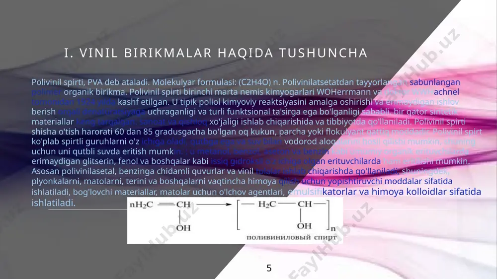 vinil birikmalarning olinishi - Page 5