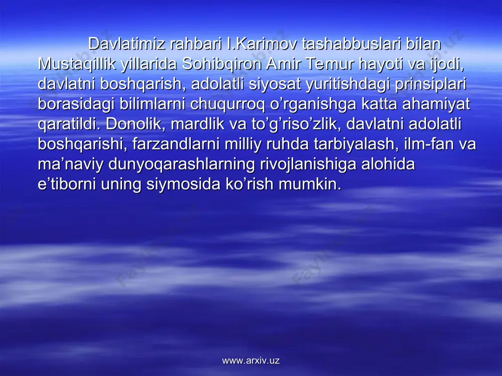 2) amir joku barlosning qizi turmish og‘oga uylantiradi. 1362-yilda amir temur qazog‘onning nabirasi, amir husaynning singlisi uljoy turkon og‘oni o‘z nikohiga oladi. keyingi nikoh tufayli balx amiri bilan bog‘langan qarindoshlik aloqalari shubhasiz amir temur bilan amir husayn o‘rtasidagi ittifoqni yuzaga keltirdi va mo‘g‘ullarga qarshi jiddiy kurash boshlandi. amir temurning movarounnahrni birlashtirish yo‘lidagi dastlabki harakati xiv asrning 60-yillar boshlaridan boshlangan. xiv asrning 50-yillari oxirida movarounnahrda amirlarning o‘zaro kurashi kuchayib, amir qazag‘on o‘ldirildi. oqibatda mamlakatda siyosiy parokandalik vujudga kelib ulus bir qancha mustaqil bekliklarga bo‘linib ketadi. yettisuv va sharqiy turkistonda hukmronlik qilayotgan mo‘g‘ul xonlari movarounnahrdagi siyosiy vaziyatdan foydalanib, bu yerda o‘z hokimiyatini o‘rnatishga harakat qiladilar. jeta xonlaridan tug‘luq temur va uning vorisi ilyosxo‘ja 1360-1361, 1365-yillarda movarounnahrga bir necha bor bostirib kiradilar. biroq movarounnahr aholisi mog‘ullarga qarshi kurashga jur`at eta olmaydilar. kesh viloyatining hukmdori hoji barlos xurosonga qochadi. mana shunday og‘ir pallada amir temur maydonga kiradi. kuchlar teng emasligini hisobga olgan amir temur …