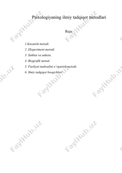 psixologiyaning ilmiy metodi — DOC