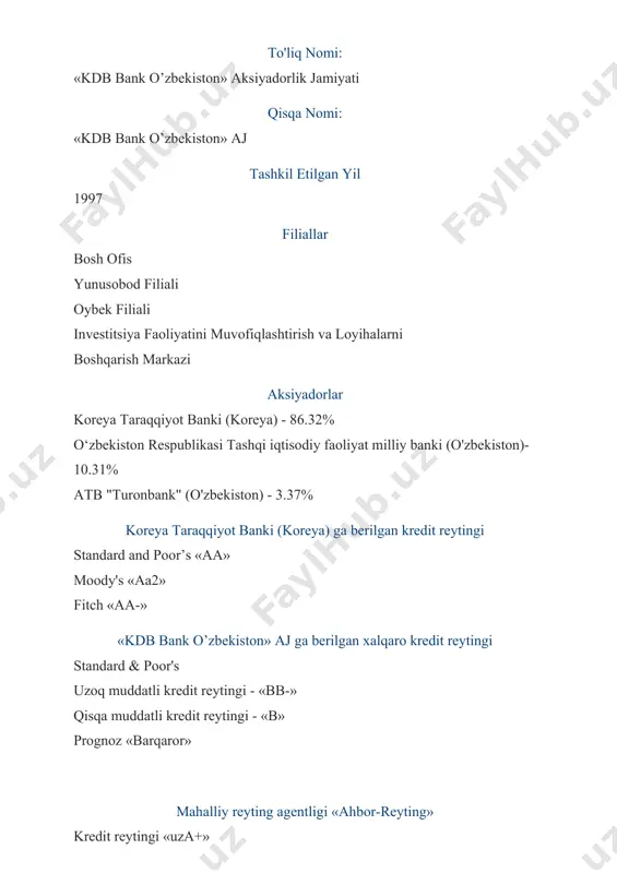 agi ulushi 87.65% o‘zbekiston respublikasi moliya vazirligi, turonbankdagi ulushi 10,27% акционерное общетво «кдб банк узбекистан» отчет о прибыли или убытке и прочем совокупном доходе в миллионах узбекских сумов прим. 2021 2020 процентные доходы, рассчитанные по методу эффективной процентной ставки 17 155,315 138,792 процентные расходы 17 (1,241) (488) чистая процентная маржа и аналогичные доходы 154,074 138,304 оценочный резерв под кредитные убытки 7,8,10 1,072 (3,150) чистая процентная маржа и аналогичные доходы после создания резерва под кредитные убытки 155,146 135,154 комиссионные доходы 18 45,433 41,875 комиссионные расходы 18 (15,078) (10,234) доходы за вычетом расходов по операциям с иностранной валютой 36,783 4,541 доходы за вычетом расходов от переоценки иностранной валюты 593 4,545 прочие операционные доходы 4,408 2,172 административные и прочие операционные расходы 19 (103,428) (90,666) прибыль до налогообложения 123,857 87,387 расходы по налогу на прибыль 20 (25,841) (18,436) прибыль за год 98,016 68,951 прочий совокупный доход за год - - итого совокупный доход за …
