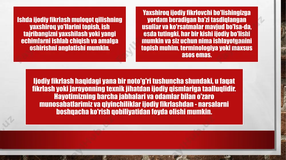 rilgan, tizimli, texnologik, qiymatga yo'naltirilgan, sinergik, protsessual va boshqa bir qator faol yondashuvlar. har bir yondashuvni ishlab chiqish va amalga oshirish, bizning fikrimizcha, ma'lum bir algoritmga muvofiq amalga oshirilishi mumkin. xususan, tadqiqotimiz va magistrantlarimizning tadqiqotlarida biz quyidagi algoritmni (umumiy rivojlanish rejasini) amalga oshiramiz: yondashuv asosidagi qoidalarni ta'kidlash. yondashuvning asosiy tushunchalarini ajratib ko'rsatish. yondashuvning asosiy tushunchalari belgilarini belgilash, ularning tuzilishi va o'zaro aloqadorligini o'rnatish. o'qituvchi-tadqiqotchi faoliyatiga qo'yiladigan talablar rolini bajaradigan yondashuv qoidalarini shakllantirish. muammo yoki vazifani hal qilish jarayonida yondashuvni amalga oshirish tartibining tavsifi. ushbu algoritmni ishlab chiqishda biz yondashuvni quyidagi tuzilishga ega bo'lgan nazariya sifatida tushunishdan kelib chiqdik: nazariya asoslari; nazariyaning o‘zagi (tushunchalar, qonunlar va tamoyillar); nazariyaning oqibatlari (talablar va ularni amaliyotga tatbiq etish tartibi). tadqiqotlarimiz tajribasi shuni ko'rsatadiki, bu algoritm juda samarali. ta'limda shaxsga yo'naltirilgan yondashuv ta'lim va tarbiya jarayonida sub'ekt-ob'ekt munosabatlaridan sub'ekt-sub'ekt munosabatlariga o'tishga asoslanadi. o'quv va kognitiv faoliyatni tashkil etish asosida o'quvchiga yo'naltirilgan ta'limning asosiy g'oyalarini quyidagicha …