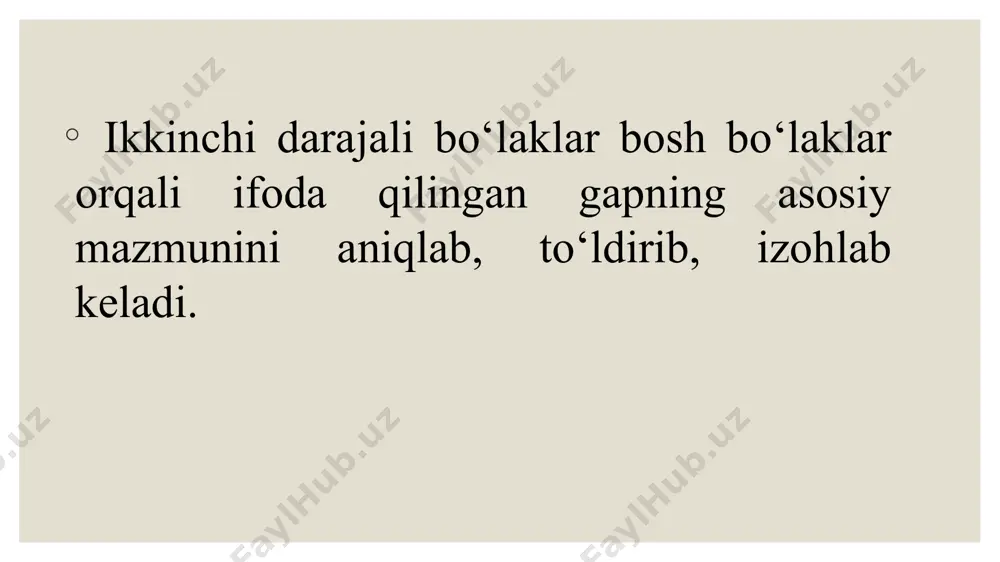 eneral luqmonov tushdi. (s.ahmad). ro‘para kelgan bir ayoldan: «professor jabborov qayerda o‘tiradi?»- deb so‘radi. (o‘.usmonov). 2) amalni: qishloq xo‘jalik bo‘limining mudiri zokir qo‘shmoqov qotmadan kelgan, jikkakkina yigit bo‘lib, harakatchan yigit edi. (o‘.usmonov). ko‘rinishidan qo‘rs odamga o‘xshab ketadigan bo‘lim mudiri o‘sar qurbonovich kirib keldi. (y.yakvalxo‘jaev). 3) kasbni, mutaxassislikni: rafiqov idorada turolmaydi, chunki idorada hisobchi umar alidan boshqa hech kim yo‘q. (a.qodiriy). adabiyot o‘qituvchisi yamin afandi bir dasta insholar yozilgan daftarlar ustiga bitta kitob qo‘yib, kirib kelarmish (y.yakvalxo‘jaev). u rassom o‘rol tansiqboev asarlarining nushasini jurnallardan qirqib olib saqlardi. (s.ahmad). 4) qarindoshlikni: nomimni dadam emas, bobom ahmadbek hoji qo‘ygan ekanlar. (y.yakvalxo‘jayev). hojar xolam ham qozon nonni yopadilar-ku. (p.qodirov). saltanatning ukasi mirvosil armiyadan ta’tilga kelgani, shunda qarindosh-urug‘larining barii yig‘ilganini xabarlashdi. (o‘.usmonov). 5) laqabni: mahamat chatoq keyingi fikrlarini bir safga jamlayotganday tag‘in bir oz jim qoldi. (o‘.usmonov). islom novcha ketmonini qo‘liga olib, hammadan yarim gaz yuqori turgan qaddi bilan g‘o‘zaning ustiga keladi. (a.qodiriy). dalavoy kal …