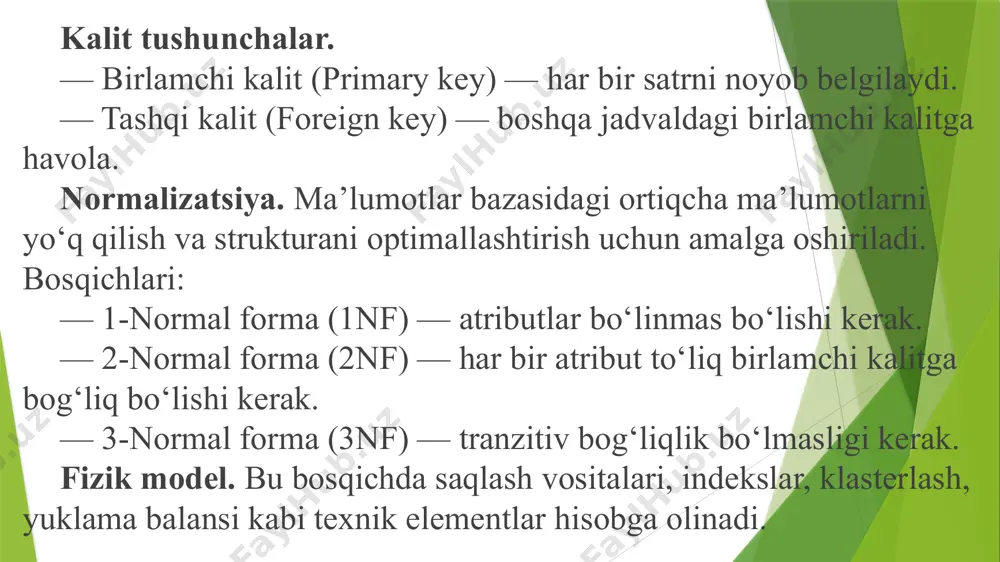 4-ma’ruza. ma’lumotlar bazasini loyihalash - Page 5